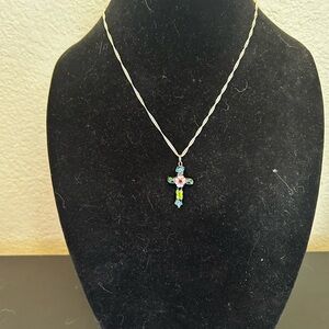 Elegant Multicolor Cross Pendant Necklace